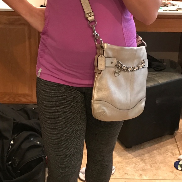 Silver leather Coach Crossbody - Picture 4 of 4